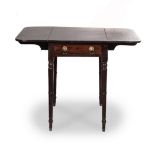 A MAHOGANY PEMBROKE TABLE, 19TH CENTURY the shaped hinged reeded rectangular top above a frieze