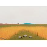 Pieter van der Westhuizen (South African 1931-2008) SHEEP GRAZING signed and dated '97 pastel on