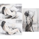 Ignatius Marx (South African 1963-) FEMALE STUDIES, three each signed and dated '99 charcoal and