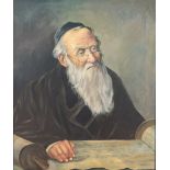 Hugo Wilhelm Kauffmann (German 1844-1915) RABBI STUDYING TORAH signed oil on canvas 59 by 48cm