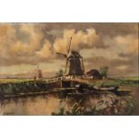 Hendrik van Leeuwen (Dutch 1825-1915) WINDMILL signed oil on canvas 39,5 by 59,5cm