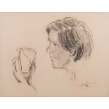Jean Max Friedrich Welz (South African 1900-1975) STUDY OF A WOMAN HOLDING A GLASS signed, dated