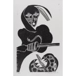 Cecil Edwin Frans Skotnes (South African 1926-2009) FIGURE woodcut, signed and dated 73 in pencil