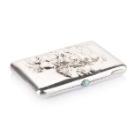 A RUSSIAN SILVER CIGARETTE CASE, HALLMARKS FOR 1908 -1917 rounded rectangular, the hinged cover