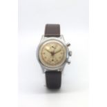 Gentlemen's Vintage Rodana Chronograph, circular cream dial with Arabic numerals, twin register