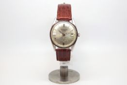 Gentlemen's JW Benson stainless steel watch, circa 1960s, silver dial with luminous daphine hands