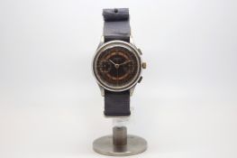 Gentlemen's Leonidas Chronograph watch, circa 1940s, two tone dial with two registers and three