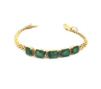 Five emerald and white stone link brink design bracelet