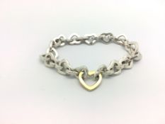 Tiffany & Co silver and gold heart link bracelet, signed Tiffany & Co, 2000, marked 925, 750, 19cm