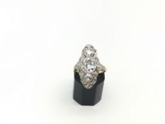 Old cut diamond dress ring, central old cut diamond weighing an estimated 1.75ct, with an old cut