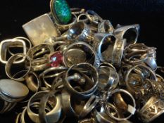 A selection of Silver stone set and plain/patterned designed ring, marked and tested silver, gross