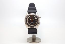 Vintage Omega Chronostop Seamaster, two tone black dial, with baton hour markers and twin track