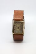 Gentlemen's vintage dress watch, rectangular dial, Arabic numerals, subsidiary seconds 22mm two tone