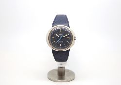 A vintage gentlemen's Omega Dynamic wristwatch, full size edition, blue dial with baton hour