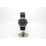 Vintage military Vertex wristwatch, black circular dial with luminous Arabic numerals, crows foot