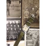 Gentlemen's military oversized West End Prima watch, circa 1940s, cream dial with green markers at