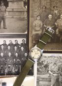 Gentlemen's military oversized West End Prima watch, circa 1940s, cream dial with green markers at