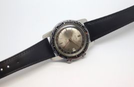 Gentlemen's stainless steel Enicar Sherpa Guide GMT watch, circa 1960s, silver dial with dephine