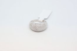 Bombe style diamond band ring, pave set diamonds weighing an estimated 1.51ct, mounted in 18ct white