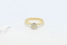 Single stone diamond ring, round brilliant cut diamond weighing an estimated 0.75ct, set in 18ct