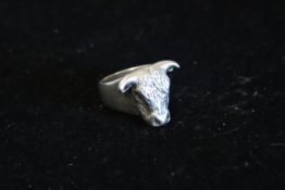 A silver "Bull Ring" finger size W. marked and tested as silver, approx gross weight 28gr