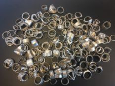 A quantity of mostly silver rings, weighing approximately 1110g gross