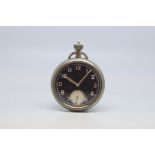 A Gentlemen's Military Bravingtons Pocket Watch, circa 1940s, porcelain luminous dial with Arabic