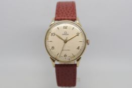 Gentlemen's oversized 18ct Gold Omega watch, circa 1950s, cream dial signed omega with gold hands