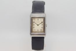 Rare - Vintage Reverso rectangular dial with Arabic numerals, 23mm stainless steel reverse case,