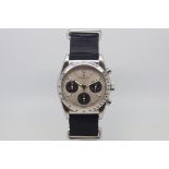 Eterna-Matic automatic chronograph, circular 'Panda' dial with three black subsidiary dials,