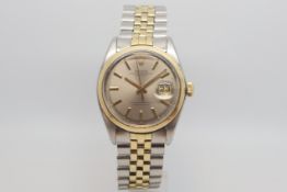 Gentlemen's Vintage Rolex Oyster Perpetual Date Just, silvered dial with baton hour markers,