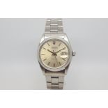 Gentlemen's Rolex OysterDate Precision, silvered circular dial, baton hour markers, date aperture,