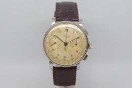 Vintage Levrette chronograph, circular dial with twin register chronograph, Arabic numerals, two