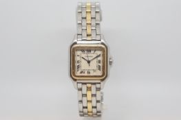 Cartier santos, square dial with Roman numerals, 26mm steel and gold case and bracelet model