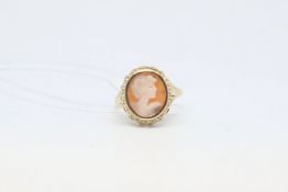 Cameo ring, set in 9ct yellow gold, ring size L