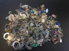 A quantity of mostly gem set silver jewellery, weighing approximately 1116g gross