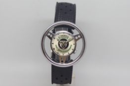 Collectable vintage Jaguar watch, styled as a jaguar steering wheel, 39mm across, rubberised