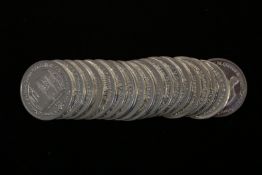A quantity of 18 silver commemorative coins for the Diamond Wedding , weighing approximately 512g