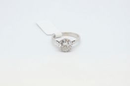 Single stone diamond ring, round brilliant cut diamond weighing an estimated 2.30ct, eight claw