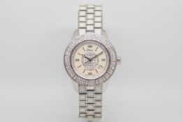 Dior Christal diamond set dress watch, mother of pearl and diamond set dial, diamond and mother of