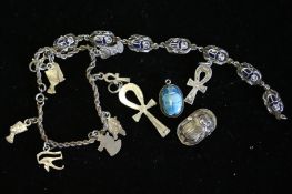 A selection of "Egyptian style silver jewellery" marked and tested as silver, approx gross weight
