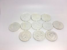 A quantity of 11 mostly 2016/17 Â£2 silver coins, weighing approximately 342g gross