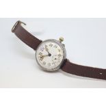 Classic Gentlemen's WW1 military Trench watch, circa 1914s, porcelain dial with luminous Arabic