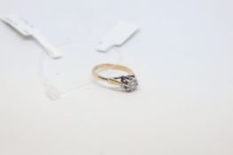 Single stone paste ring in yellow and white metal stamped silver and 9ct