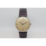 Gentlemen's Omega stainless steel watch, circa 1940s, original untouched cream dial with outer