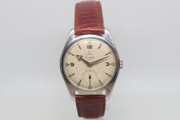 Vintage Omega Ranchero, circular dial with dagger and Arabic hour markers, subsidiary seconds