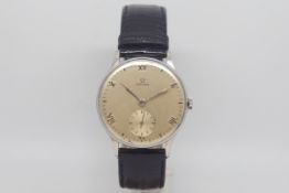 Vintage over sized Omega, circular dial with Roman numerals, subsidiary seconds dial, 34mm case,