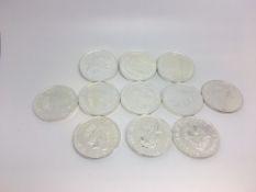 A quantity of 11 mostly 2016/17 Â£2 silver coins, weighing approximately 342g gross