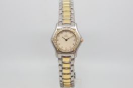 Ladies diamond set Ebel 1911, mother of pearl dial with diamond hour markers, diamond set bezel,