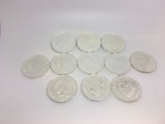 A quantity of 11 mostly 2016/17 Â£2 silver coins, weighing approximately 342g gross